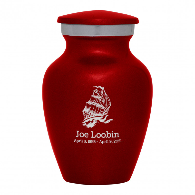 Sailing Ship Keepsake Urn - Ruby Red