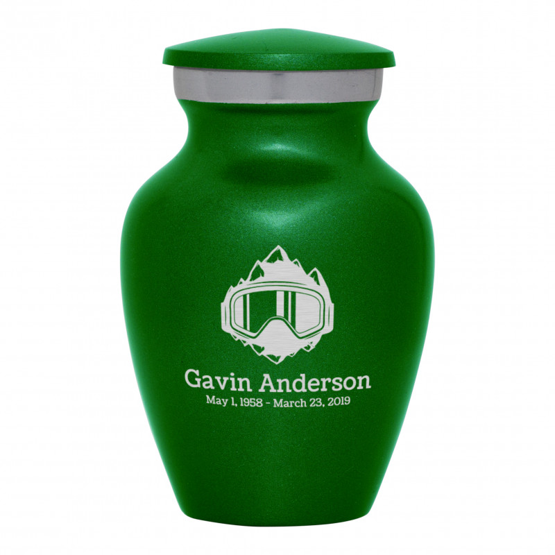 Snow Goggles Keepsake Urn - Shamrock Green