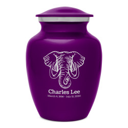 Elephant Sharing Urn - Purple Luster