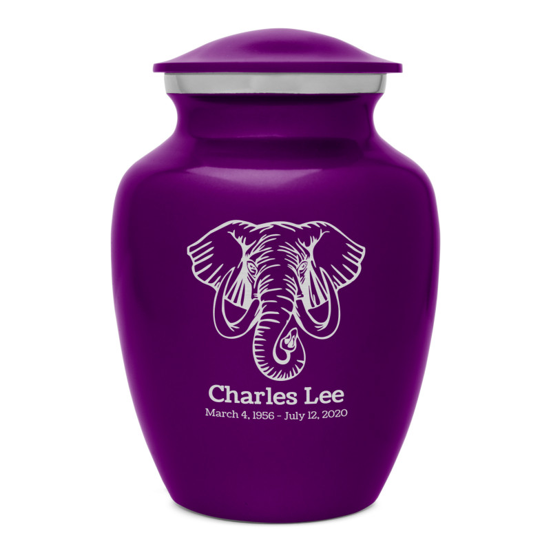 Elephant Sharing Urn - Purple Luster