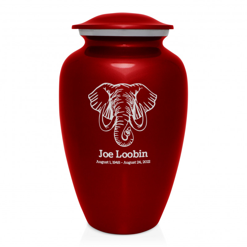 Elephant Cremation Urn - Ruby Red