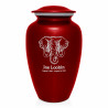 Elephant Cremation Urn - Ruby Red
