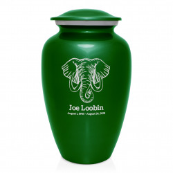 Elephant Cremation Urn - Shamrock Green