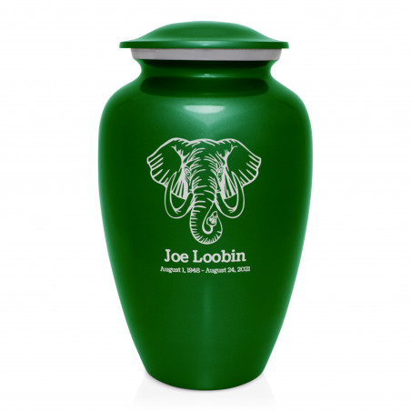 Elephant Cremation Urn - Shamrock Green