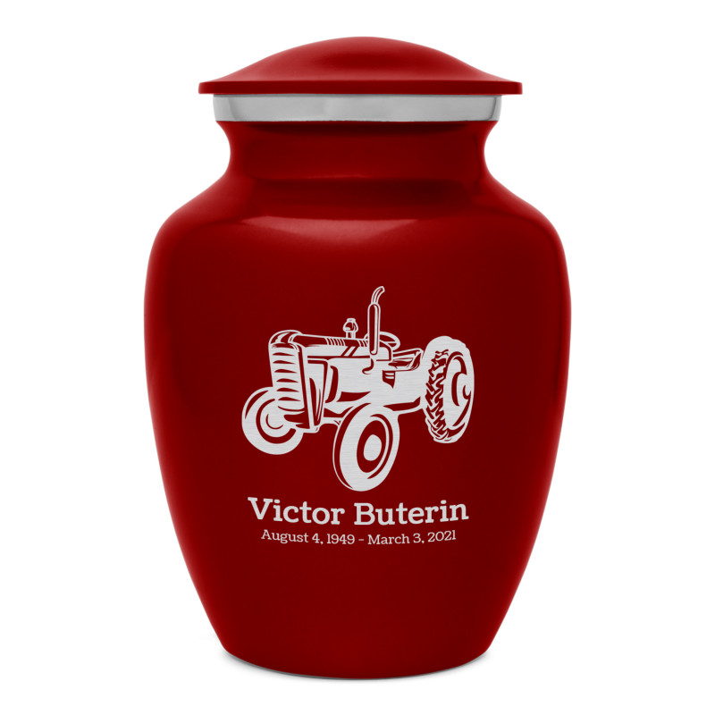 Classic Tractor Sharing Urn - Ruby Red