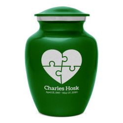 Autism Puzzle Sharing Urn - Shamrock Green
