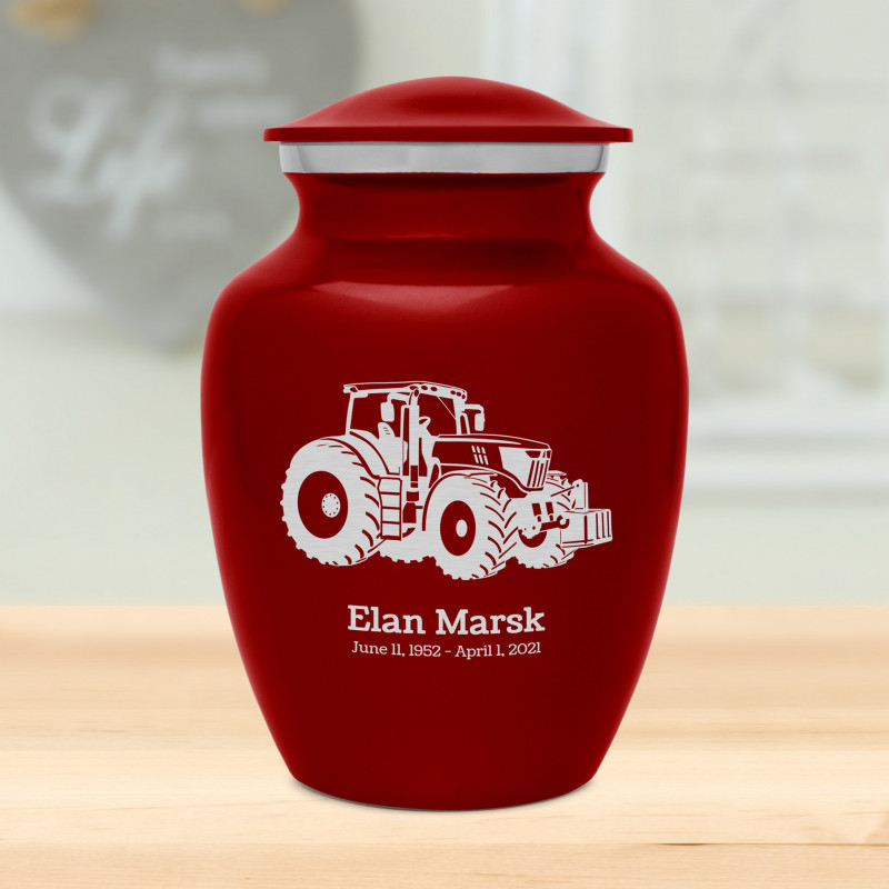Modern Tractor Sharing Urn - Ruby Red