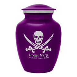 Pirate Skull Sharing Urn - Purple Luster