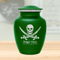 Pirate Skull Sharing Urn - Shamrock Green