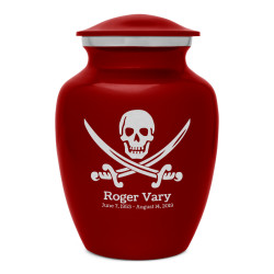 Pirate Skull Sharing Urn - Ruby Red