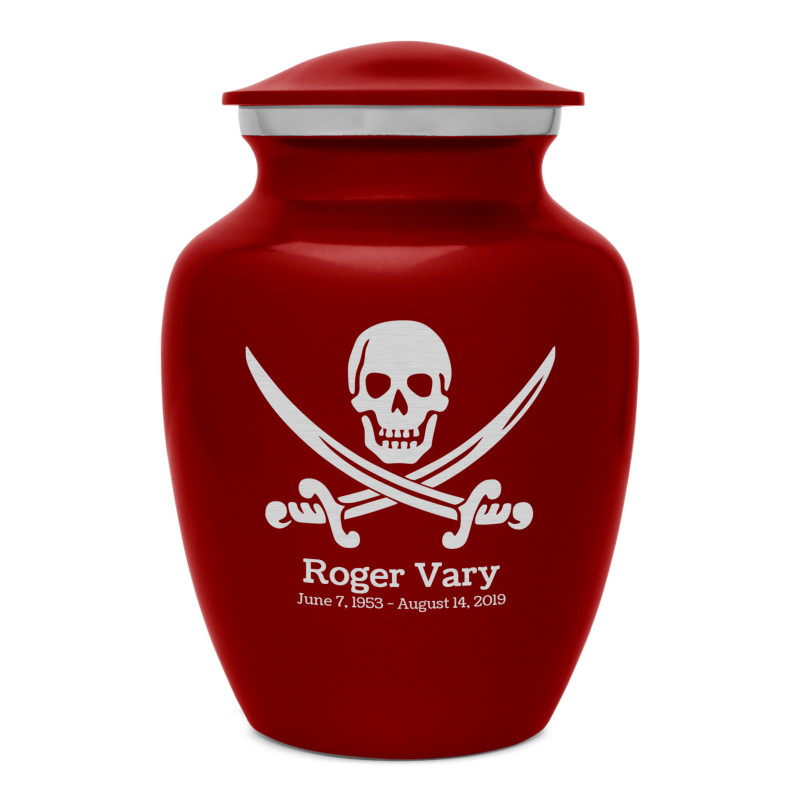 Pirate Skull Sharing Urn - Ruby Red