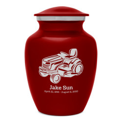 Riding Lawn Mower Sharing Urn - Ruby Red