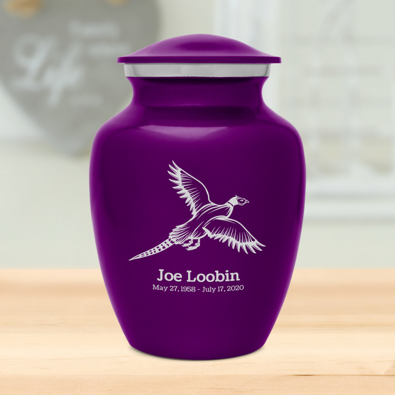 Pheasant Sharing Urn - Purple Luster