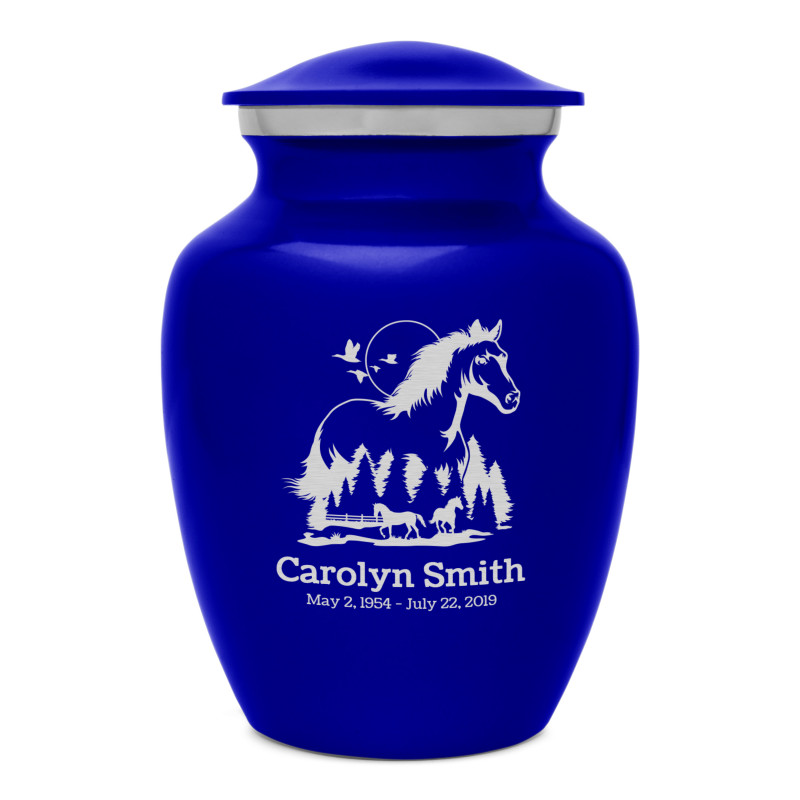 Horse Landscape Sharing Urn - Midnight Blue