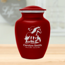 Horse Landscape Sharing Urn - Ruby Red