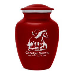 Horse Landscape Sharing Urn - Ruby Red