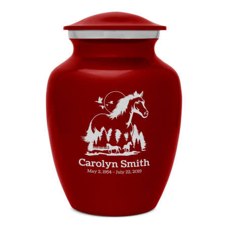 Horse Landscape Sharing Urn - Ruby Red