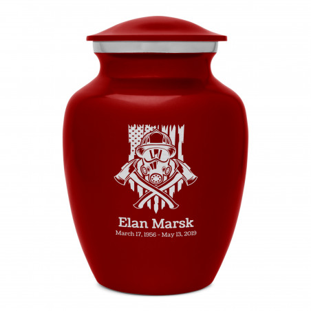 Patriotic Firefighter Sharing Urn - Ruby Red