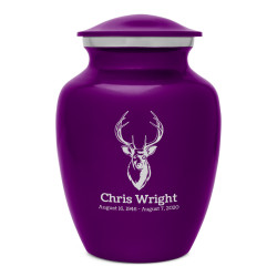 Deer Bust Sharing Urn - Purple Luster