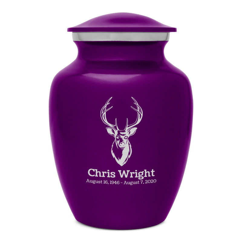 Deer Bust Sharing Urn - Purple Luster
