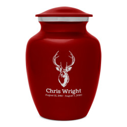 Deer Bust Sharing Urn - Ruby Red