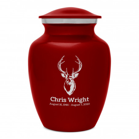 Deer Bust Sharing Urn - Ruby Red