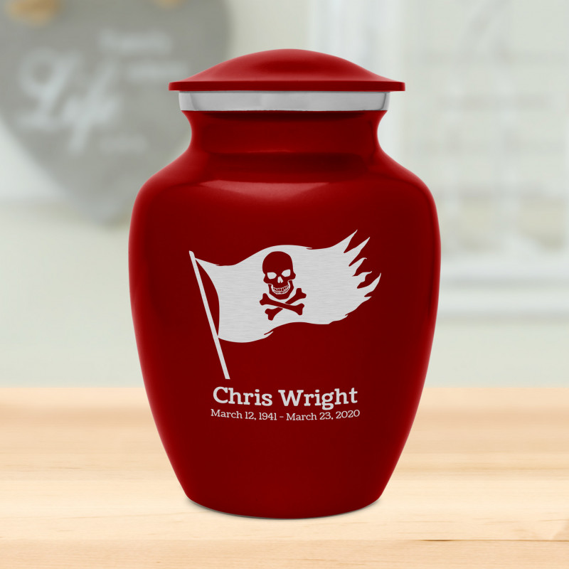 Pirate Flag Sharing Urn - Ruby Red