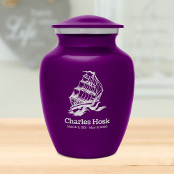 Sailing Ship Sharing Urn - Purple Luster