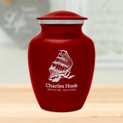 Sailing Ship Sharing Urn - Ruby Red