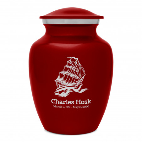 Sailing Ship Sharing Urn - Ruby Red