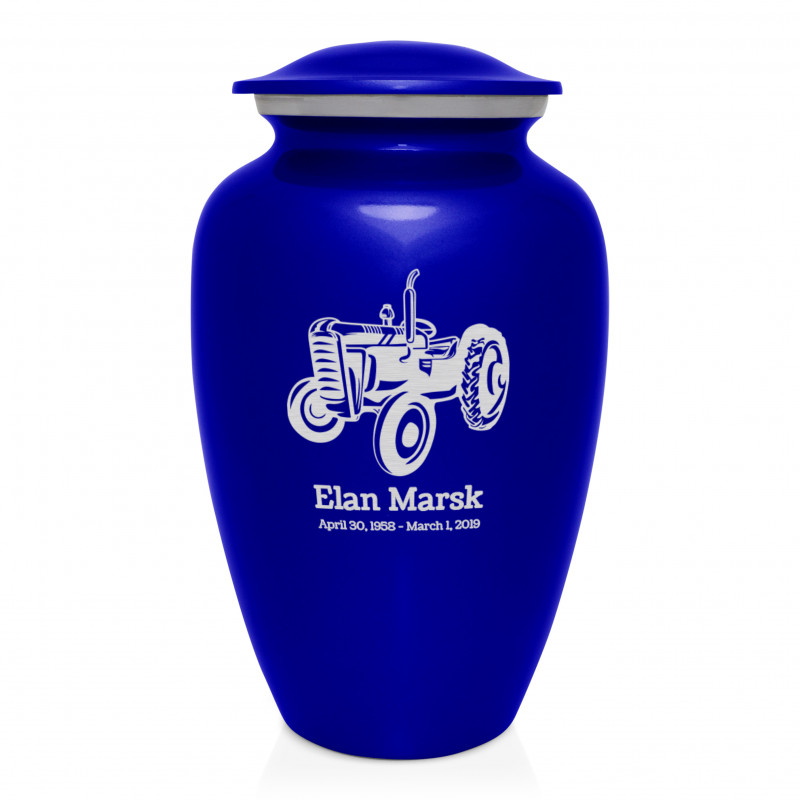 Classic Tractor Cremation Urn - Midnight Blue