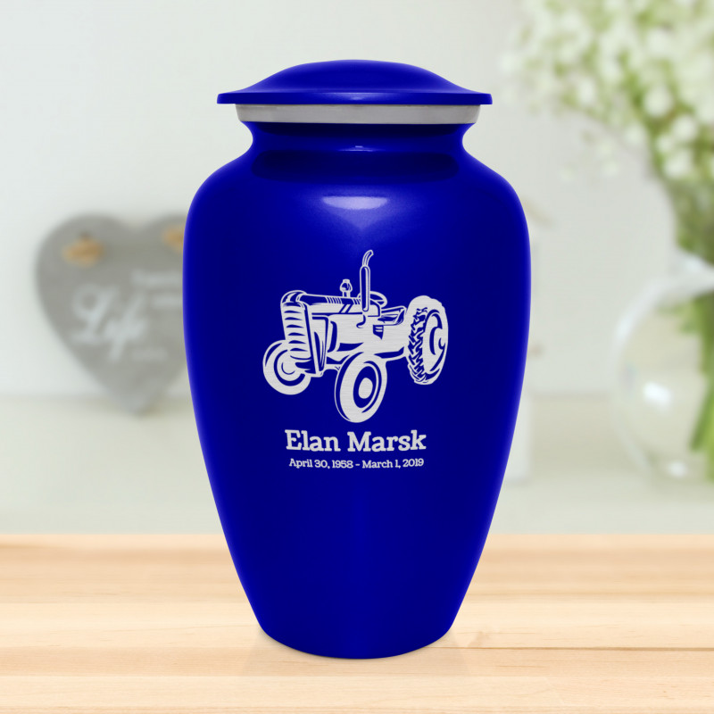 Classic Tractor Cremation Urn - Midnight Blue