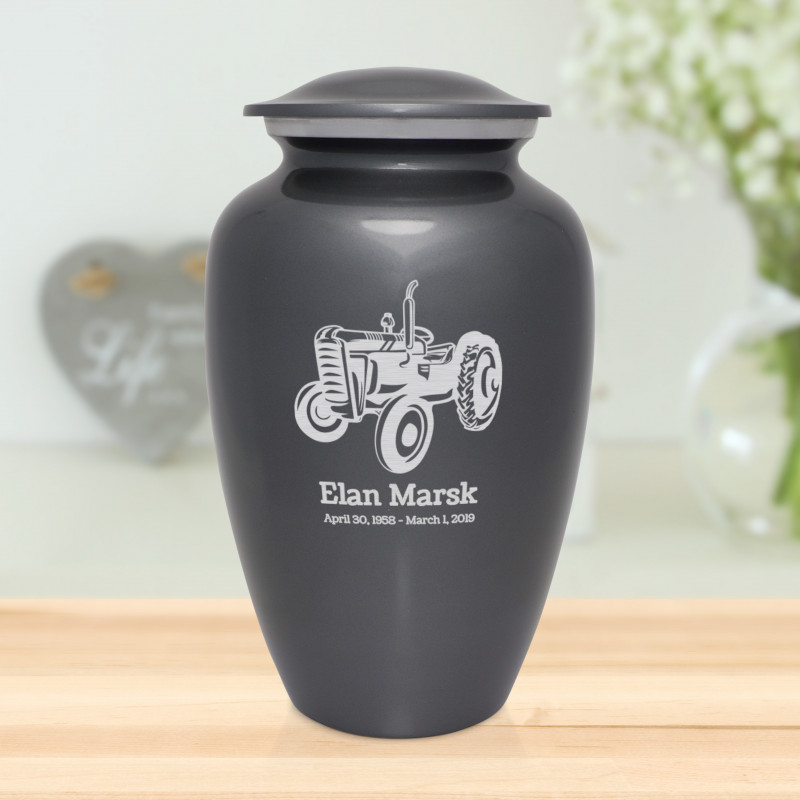 Classic Tractor Cremation Urn - Gunmetal Gray