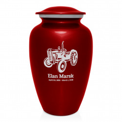 Classic Tractor Cremation Urn - Ruby Red