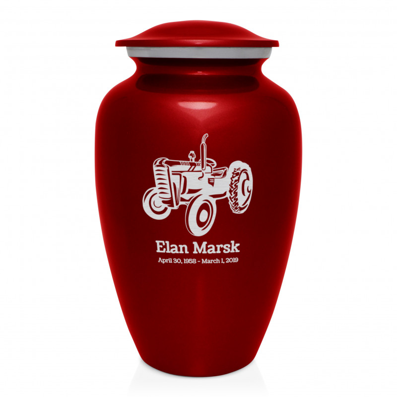 Classic Tractor Cremation Urn - Ruby Red
