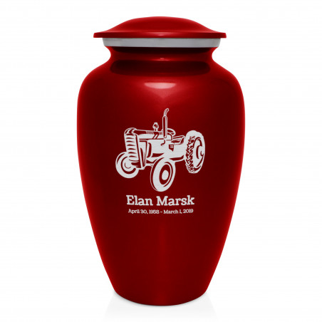 Classic Tractor Cremation Urn - Ruby Red