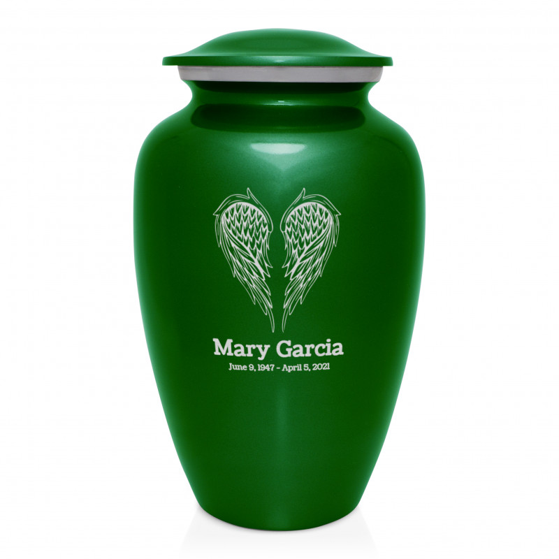 Angel Wings Cremation Urn - Shamrock Green