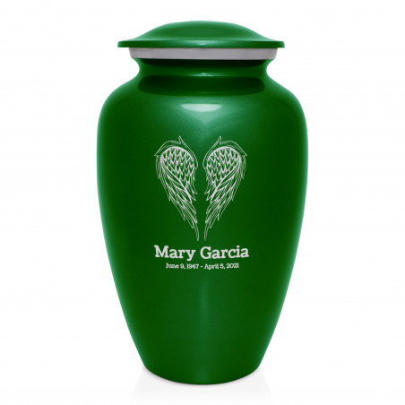Angel Wings Cremation Urn - Shamrock Green
