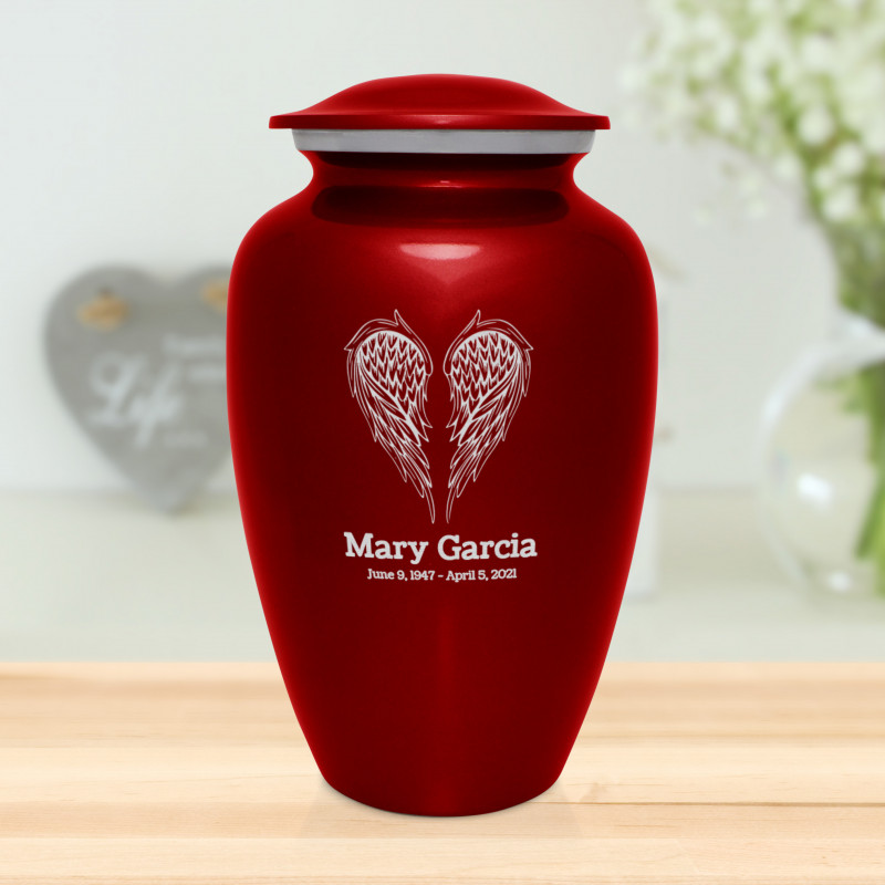 Angel Wings Cremation Urn - Ruby Red