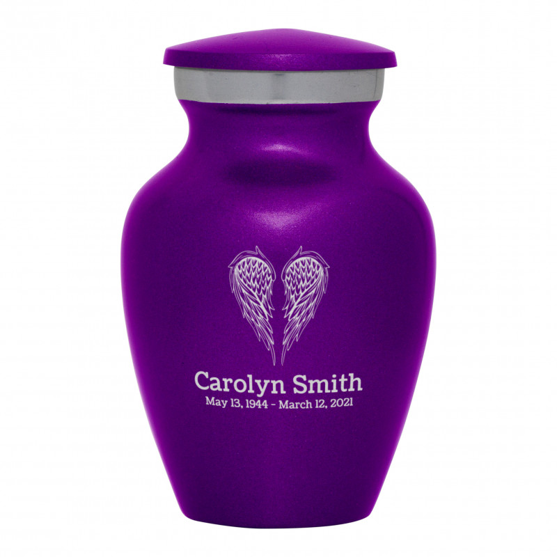 Angel Wings Keepsake Urn - Purple Luster