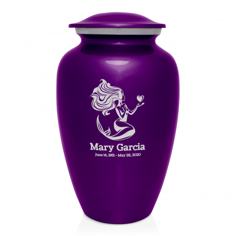 Mermaid Cremation Urn - Purple Luster