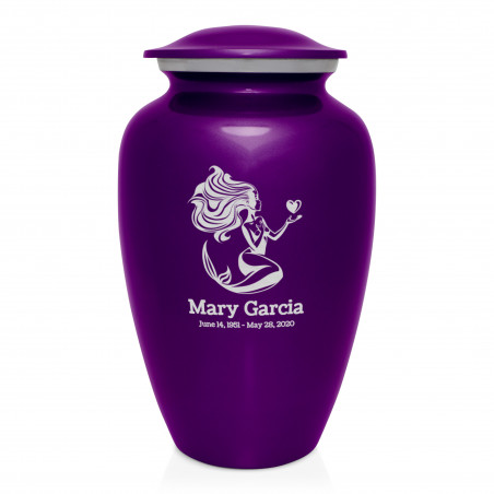 Mermaid Cremation Urn - Purple Luster