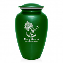 Mermaid Cremation Urn - Shamrock Green