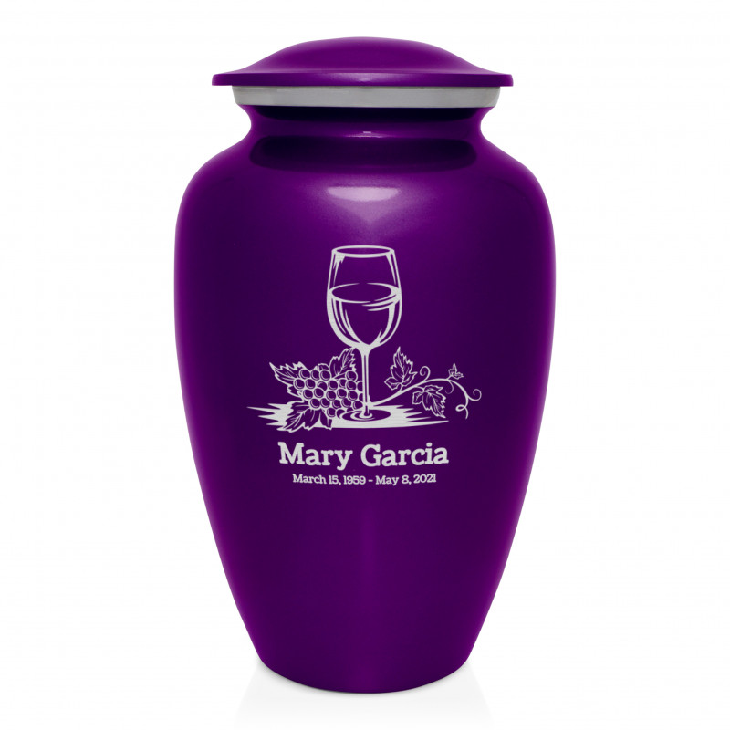 Wine Cremation Urn - Purple Luster