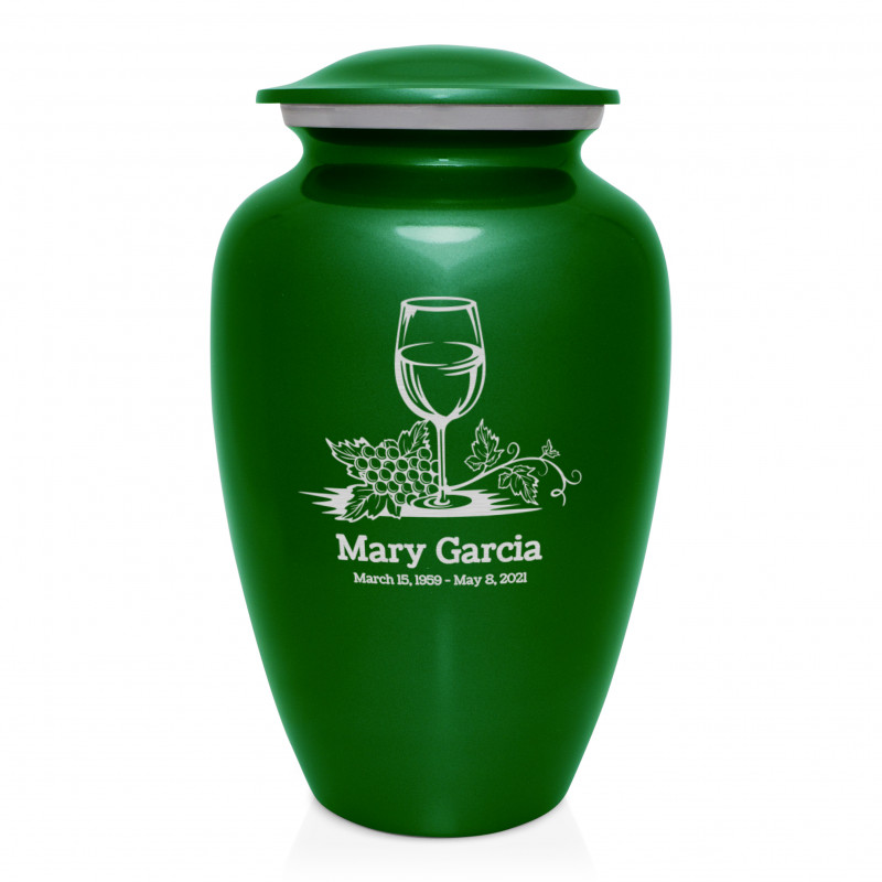 Wine Cremation Urn - Shamrock Green