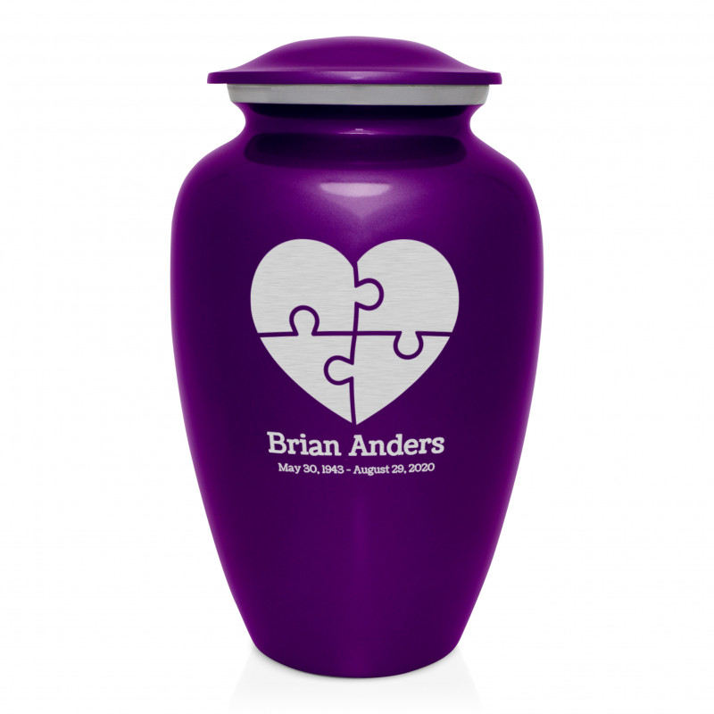 Autism Puzzle Cremation Urn - Purple Luster