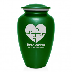 Autism Puzzle Cremation Urn - Shamrock Green