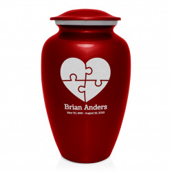 Autism Puzzle Cremation Urn - Ruby Red