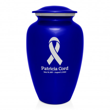 Cancer Ribbon Cremation Urn - Midnight Blue