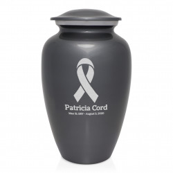 Cancer Ribbon Cremation Urn - Gunmetal Gray